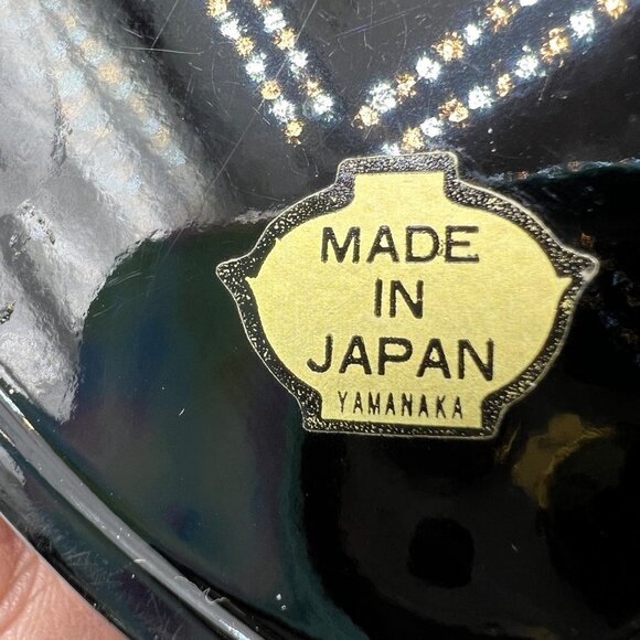 Trinket Box Vintage Yamanaka Heart Shaped Box Black Plastic Floral - Picture 8 of 12